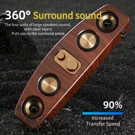 [Wireless Smart Soundbar] Wireless Smart Soundbar | 5.0 Channel Speaker System with Subwoofer - Home Theater Stereo, Compatible with TV/PC/Smartphone/Tablet - Elegant Wood Grain Finish - Portable Design with Low Frequency, Type-C, and 5-Watt Max Power for Rich Bass and Clear Sound - Ideal for Parties, Gaming, Movies - Perfect Gift for Music Lovers