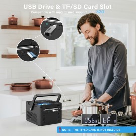 Boombox Cassette CD Player with 5000mAh Battery, 5W Dual Stereo Speakers, Rechargeable CD Player with FM Radio, Remote Control, Tape Recording, 3.5mm Earphone Jack, AUX/Micro SD/USB for Home