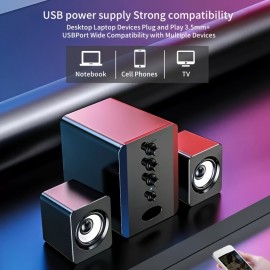 2.1 Channel Combo Speaker System with Subwoofer - USB Powered, Stereo Sound for PC, Laptop, Game Console, TV, and More - Ideal for Home Entertainment, Gaming, and Outdoor Activities, Entertainment System|Modern Speaker Design|Durable Build Quality, 2.1 Channel Sound