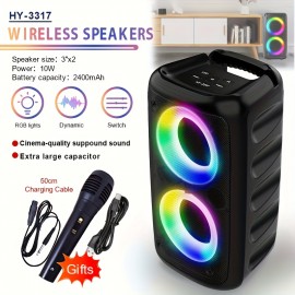 Portable Speaker, Wireless Speaker with Microphone, Large Speaker, Subwoofer, Party Disco Light, TWS, TF, AUX, MIC, Suitable for Party Use, Outdoor Wireless Speaker [Five Holiday Gifts]