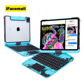 For IPad Air 6 7 11-inch Protective Case With Keyboard, 7-color Backlit Lifting And Rotating Wireless BT Keyboard Protective Case With Pen Holder(pink)7