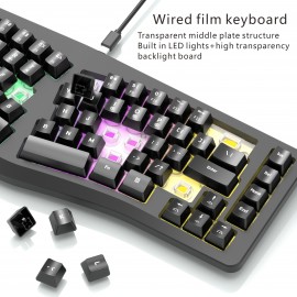 Human Ergonomics Wired 69-Key Compact Keyboard with RGB Backlighting, Transparent Gaming Design, Portable and Comfortable for Home Office Use, USB Powered, Gaming Keyboard, Ergonomic Keyboard, Modern Keyboard