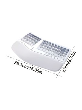 2.4Ghz Wireless Split Keyboard and Mouse Colorful Ergonomic Keyboard with Wrist Rest Multi Device Keyboard Mouse Combo for Laptop/Desktop