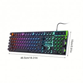 Mechanical Keyboard Wired Illuminated Keyboard Retro Punk Keycaps Gaming E-Sports Office Desktop Computer Peripheral USB Plug and Play Mechanical Feel Mixed Color Backlit, Keyboard for Computer, Gaming Keyboard, Punk Style Keys, Durable Keycaps, E-Sports Gear, Punk Aesthetic, Sturdy Construction, Usbpowered Keyboard, Streamers, Office Workers