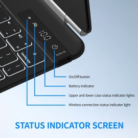 Only Tablet Case With Keyboard For Ipad, Magic Keyboard With Real-time Power Display, Multi-Touch Trackpad, Backlit Wireless Keyboard-US English-gray, White