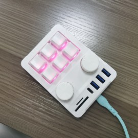 6 Knob, 18-Key Triple Function Key Keyboard with USB Hub 3-Port Data Transfer, SD/TF Card Reader Combo, Multifunctional, One Key for Paste Copy, Gaming Keyboard, Keyboard For Computer, Keyboard For Laptop, Keyboard For Pc