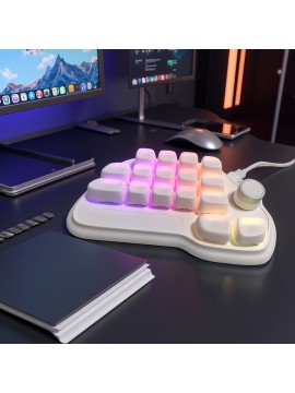 17-Key Keyboard with RGB Lighting, USB-C Wired Connection, Keys for Office, Gaming, PS, Programming - Efficient & Fast Operation, Gaming Setup, Tech Enthusiasts, Durable Build, Ergonomic Design, Sleek Design, Modern Aesthetic, Home Office Setup