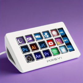 Upgrade 15-Key Programmable Macro Pad - One-Click Control for OBS Studio, Twitch & YouTube Streaming, Video Editing ( Premiere Pro, DaVinci Resolve), Stock Trading & PC/Mac Shortcuts - Mechanical Keyboard with OLED Display & Knob, USB-Powered, No Battery Needed, Compact Design for Efficient Work, Streaming Accessory, Modern Aesthetic, Durable Construction, Keyboard And Mouse Set, Mechanical Keyboard, Gaming Keyboard