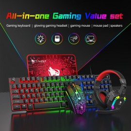 5-in-1 RGB Gaming PC Setup Bundle: RGB Backlit Keyboard, Mouse, Headphones, Speakers & Mouse Pad with, RGB Sync Compatible (No External Switches) - Complete Computer Kit for PC Gamers
