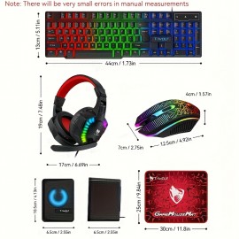 5-in-1 RGB Gaming PC Setup Bundle: RGB Backlit Keyboard, Mouse, Headphones, Speakers & Mouse Pad with, RGB Sync Compatible (No External Switches) - Complete Computer Kit for PC Gamers