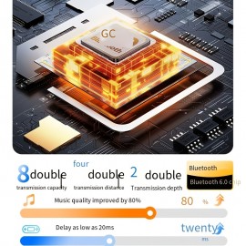 ANC+ENC Dual Noise-Canceling Wireless Headphones | Wireless Wireless Earbuds 6.0 with Hall Magnetic Auto-Connect Upon Opening, 20Ms Low Latency for Gaming + 24H Long Battery Life, Vibrant RGB Case, Suitable for Music, Sports, And Calls (Compatible with Apple And Android).