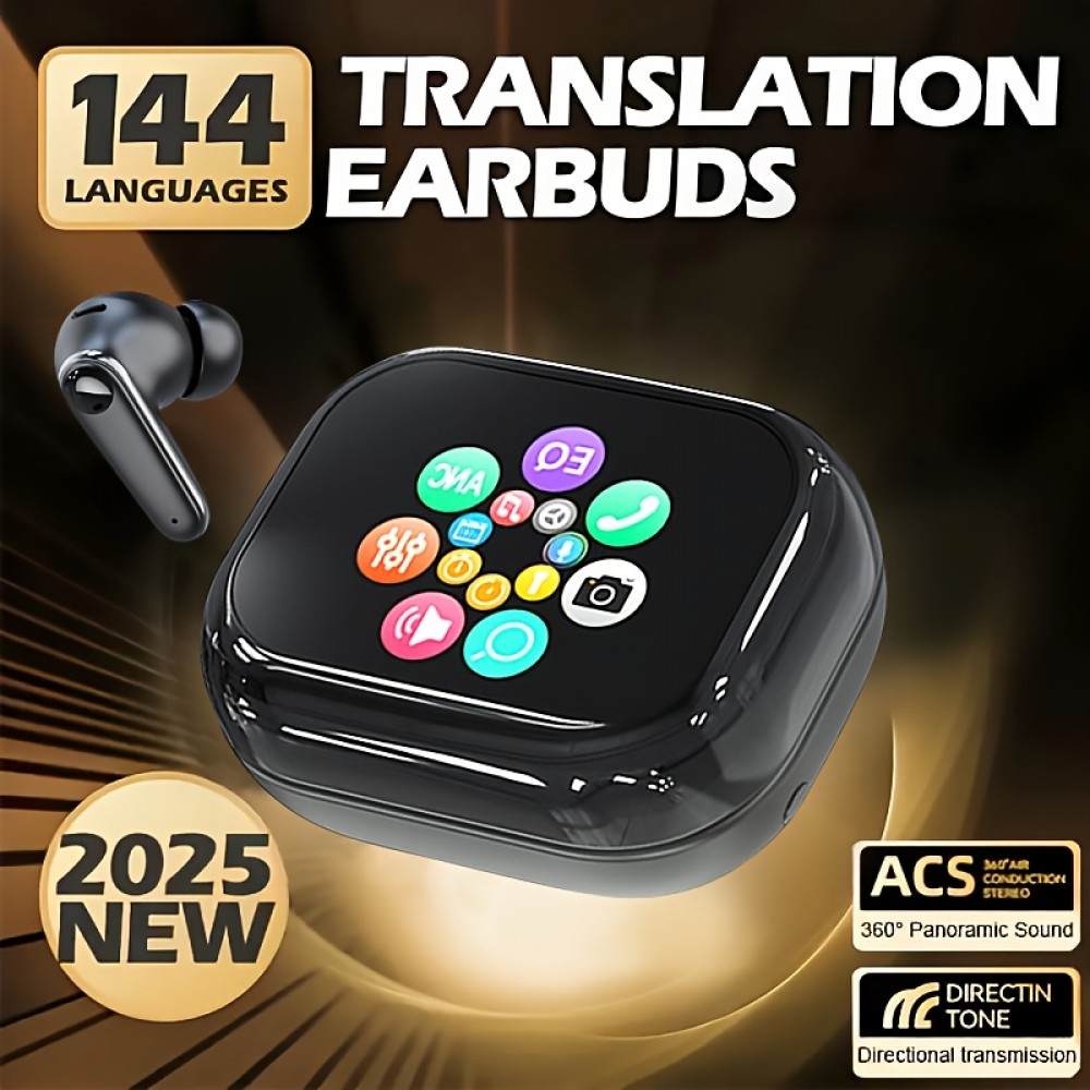 Ai Translator Earbuds Smart Touch Screen Translator Earphone 144 Languages Translator EarbudsTravel Abroad Easy Conversation Translating Earbuds International Conversation Multilingual Translator Lightweight Earphones Modern Translator Christmas gift