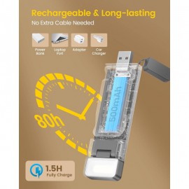 USB Rechargeable Extendable Book Light with 5-Level Brightness & 3-Color Night Light, Clip-On Bedside Reading Lamp with Sleep Timer (30/60/90 Mins) for Kindle, Tablets, Smartphones, Books - Ideal Gift for Night Readers