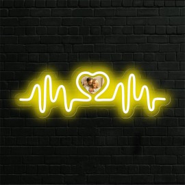 Personalized LED Neon Heart Photo Light - USB Powered, Customizable Wall Decor with Love Design, Perfect Gift for Couples, Weddings, Birthdays, Valentine's Day, Mother's Day, Home Decor
