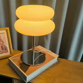 Creative Plastic Burger Table Lamp, USB Light Fixture with Three-Color Dimming (Cold Light | Neutral Light | Warm Light) Metal Base, Double-Layer Plastic Burger Shade, Available in White and Orange, Suitable for Living Room | Bedroom | Office | Study | Indoor Use, Ideal Holiday Gift | Valentine'S Day | Christmas | Halloween, a Great Choice for Friends and Family, Desk Lamp For Office, Desk Lamp For Study, Desk Lamp Modern, Desk Lamp Usb, Light For Bedroom, Lamp For Bedroom, Table