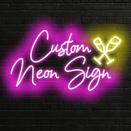 Customizable Neon Sign for Wine Glass, Personalized LED Light Wall Decor, USB Powered, Ideal for Birthday, Christmas, Valentine'S Day, Shop, Home, Wedding Decoration, No Battery Required