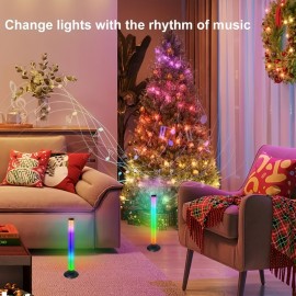An intelligent lamp, LED desktop ambient light pickup microphone with app control and remote control featuring music synchronization function, USB-powered voice-activated rhythm lights for parties, PC gaming room modern style mood lighting set