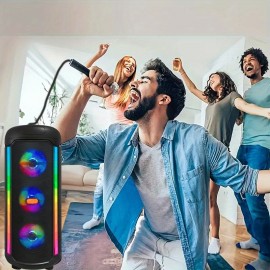[Portable Wireless Speaker] 3500W portable wireless speaker, 3 speakers and color LED lights, long-lasting battery, USB/AUX input, wireless, microphone input, TWS support, outdoor camping design, family gatherings, charming gifts for Father's Day/Mother's Day, outdoor audio, modern audio equipment, high-quality audio