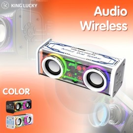 V8 Portable Wireless Bass Speaker with Subwoofer, BT 5.3, Stereo Speaker with Dual Speakers, Hifi Stereo Sound, Color-Changing LED Light, Booming Bass, Large Volume