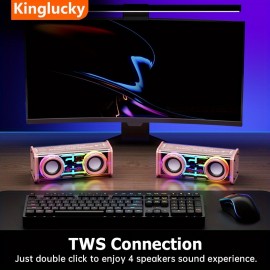 V8 Portable Wireless Bass Speaker with Subwoofer, BT 5.3, Stereo Speaker with Dual Speakers, Hifi Stereo Sound, Color-Changing LED Light, Booming Bass, Large Volume