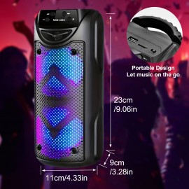 High Power Professional Portable Wireless Speaker, Extra Large Volume, Dual 4-inch, Outdoor Speaker, LED Light, Plug-in Card, USB, Large Camping Speaker, Colorful RGB Light, USB/TF Card Support, Can Be Used with Microphone, DJ Stage, Outdoor Party