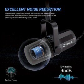 [FDUCE SL40+ Microphone] FDUCE SL40+ Microphone: USB/XLR Dual Connection, Digital/Analog Voice Isolation, Audio Balancing, Silence Function, 96 kHz/24 Bit Support. Plug and Play, Compatible with Computers, Tablets, PS4/5, Mobile Phones. Minimalist Design, Metal Body, 360° Rotating Arm Span, Stable and Convenient