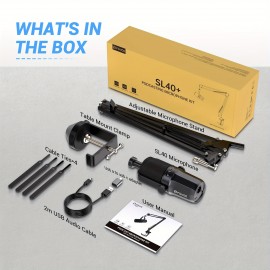 [FDUCE SL40+ Microphone] FDUCE SL40+ Microphone: USB/XLR Dual Connection, Digital/Analog Voice Isolation, Audio Balancing, Silence Function, 96 kHz/24 Bit Support. Plug and Play, Compatible with Computers, Tablets, PS4/5, Mobile Phones. Minimalist Design, Metal Body, 360° Rotating Arm Span, Stable and Convenient