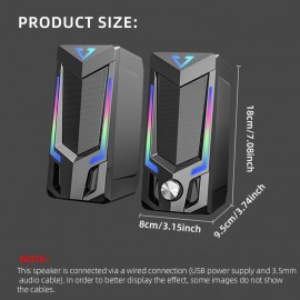 Computer Speakers, Desktop Computer Speakers, Laptop Computer Speakers, Desktop Stereo Speakers, Wired Connection, USB Powered, With LED Ambient Light, Suitable For Devices With 3.5mm Audio Interface, Such As Computers, Tablets, Laptops, Game Consoles, MP3/MP4 Players