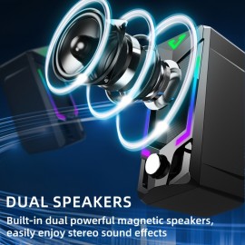 Computer Speakers, Desktop Computer Speakers, Laptop Computer Speakers, Desktop Stereo Speakers, Wired Connection, USB Powered, With LED Ambient Light, Suitable For Devices With 3.5mm Audio Interface, Such As Computers, Tablets, Laptops, Game Consoles, MP3/MP4 Players