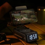 3-in-1 Phone Stand Speaker & Digital Clock with Wireless, Stereo Sound, Built-in Mic, USB-C Charging, RGB-Free Color-Changing - Smart Dock for Smartphones/Tablets, Ideal Gift for Men/Women, Home, Office, Travel & Camping (No Adapter