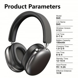 Wireless Headphones - Over-Ear Headphones with Built-in Mic, USB-Powered (Type-C Charging), Noise Cancelling, Compatible with PC, Phone, Tablet, Gaming, TV, Movie