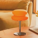 Creative Plastic Burger Table Lamp, USB Light Fixture with Three-Color Dimming (Cold Light | Neutral Light | Warm Light) Metal Base, Double-Layer Plastic Burger Shade, Available in White and Orange, Suitable for Living Room | Bedroom | Office | Study | Indoor Use, Ideal Holiday Gift | Valentine'S Day | Christmas | Halloween, a Great Choice for Friends and Family, Desk Lamp For Office, Desk Lamp For Study, Desk Lamp Modern, Desk Lamp Usb, Light For Bedroom, Lamp For Bedroom, Table