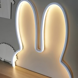 1pc Cute Bunny LED Night Light - Pastel Bedroom, Office, Desk Decor - USB-Powered Wall or Tabletop Lamp - Ideal Gift for Women, Teens, Valentine's, Mother's Day - Minimalist Rabbit Lighting Fixture