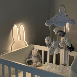1pc Cute Bunny LED Night Light - Pastel Bedroom, Office, Desk Decor - USB-Powered Wall or Tabletop Lamp - Ideal Gift for Women, Teens, Valentine's, Mother's Day - Minimalist Rabbit Lighting Fixture