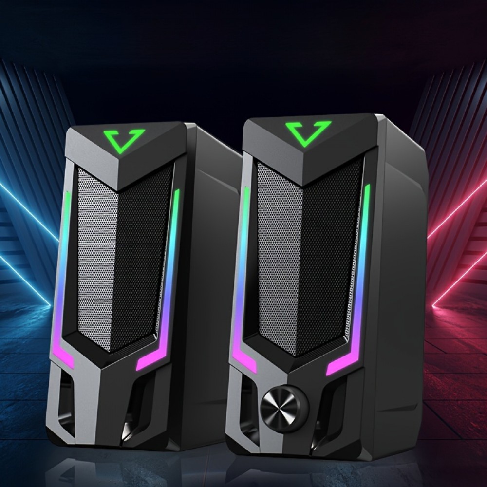 Computer Speakers, Desktop Computer Speakers, Laptop Computer Speakers, Desktop Stereo Speakers, Wired Connection, USB Powered, With LED Ambient Light, Suitable For Devices With 3.5mm Audio Interface, Such As Computers, Tablets, Laptops, Game Consoles, MP3/MP4 Players